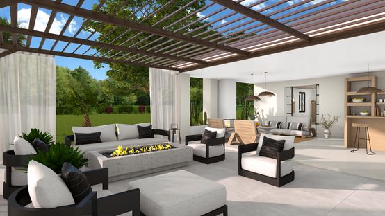Patio diseñado con Cedreo con diferentes zonas