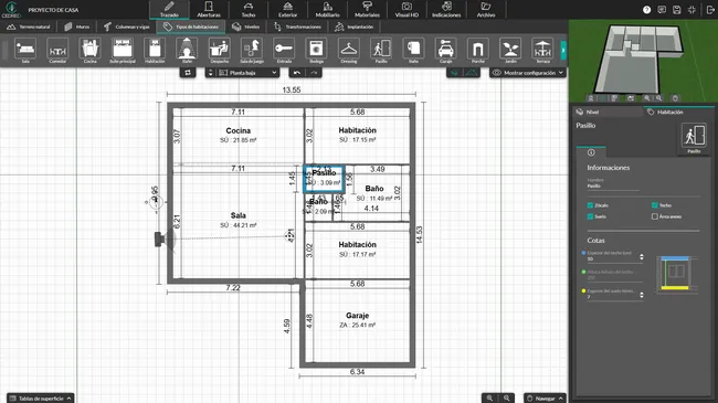 captura de pantalla diseño mural con cedreo