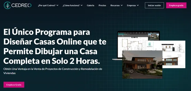 página de inicio cedreo