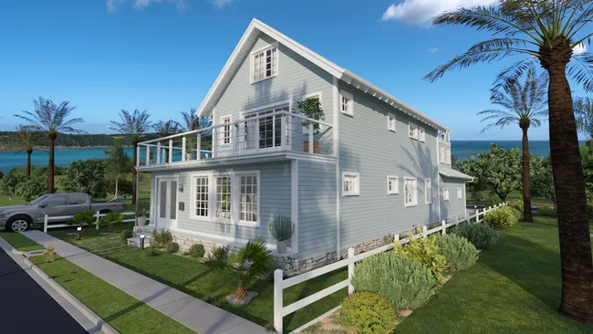 Renderización en 3D de una casa con sistema SATE fachada por Cedreo.