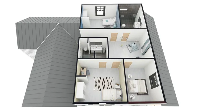 second story 3D floor plan by Cedreo of a Farmhouse